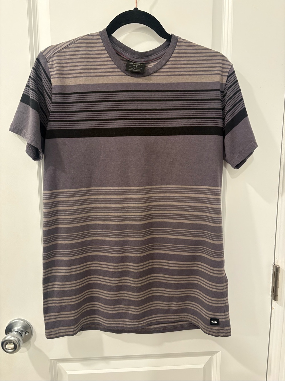 Oakley Gray Striped Short Sleeve Crew Tee